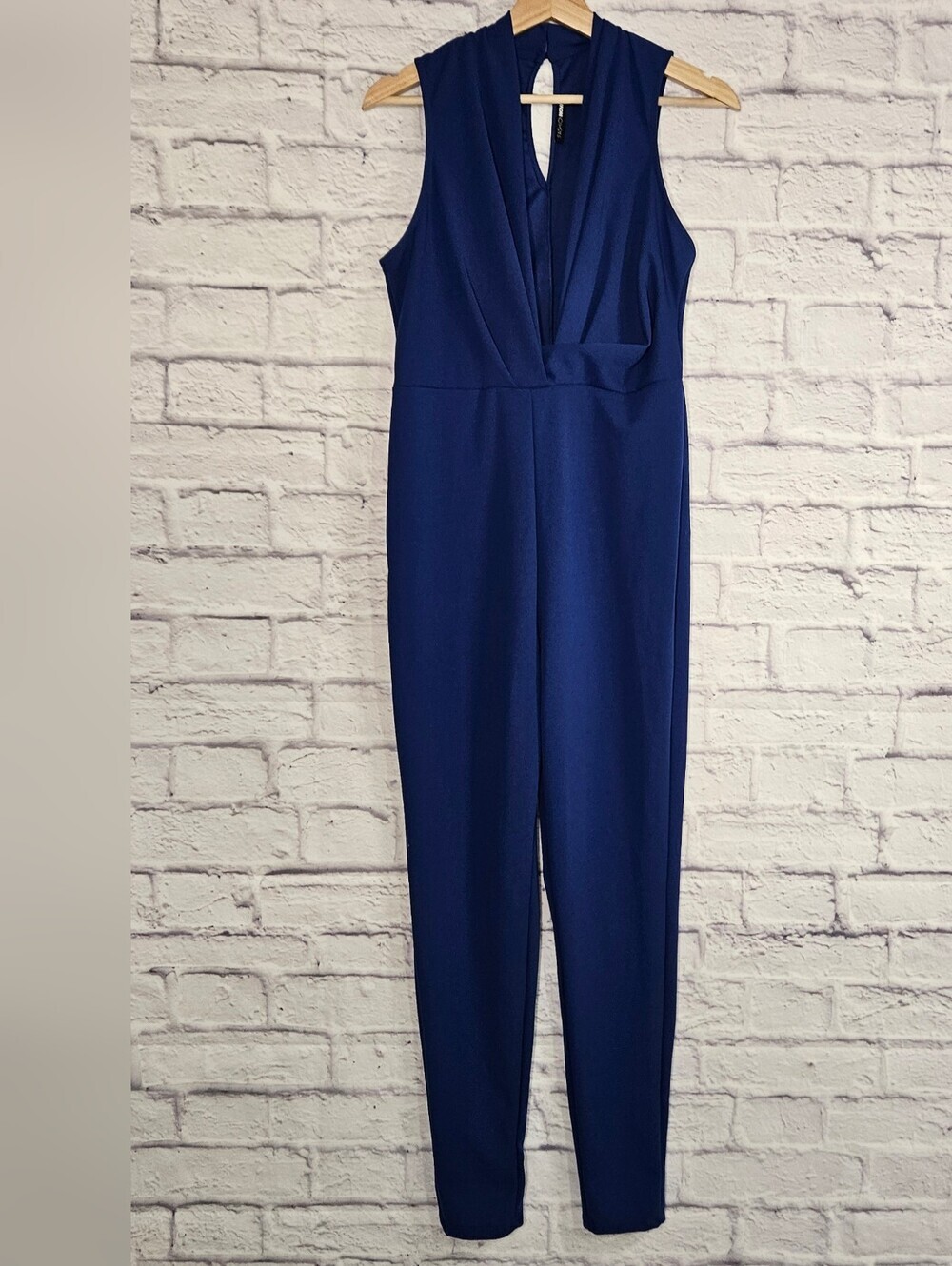 Fashion Nova Royal Blue Deep V Sleeveless Bodycon Jumpsuit XL - Picture 2 of 12